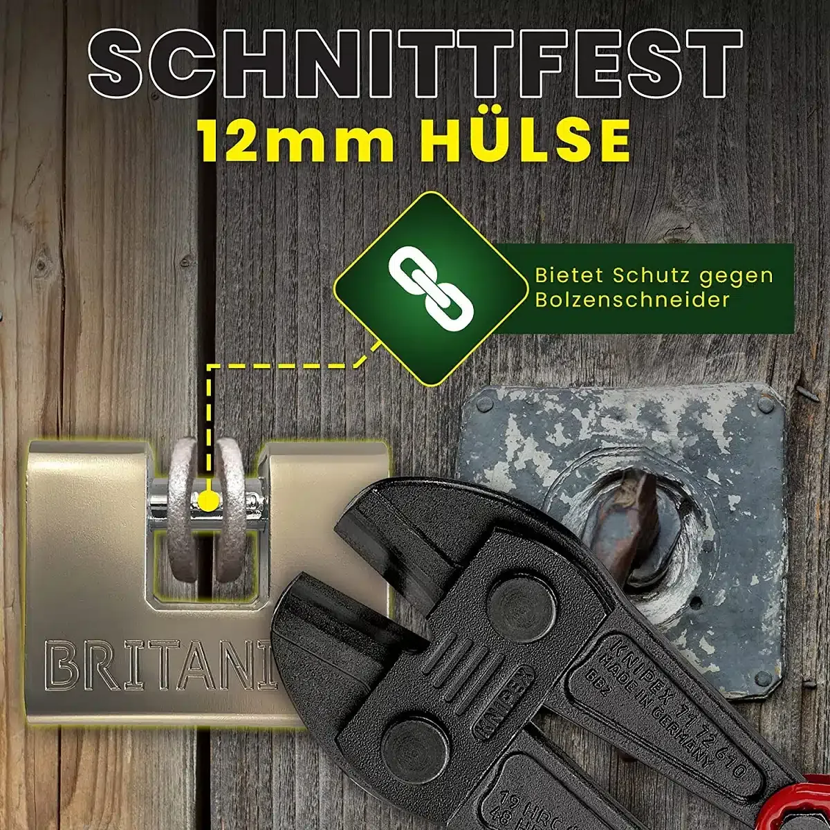 ORBI® Gepanzertes Monoblock 74mm Hochsicherheits-Vorhängeschloss, Aufbohrschutz, inkl. Sicherheitszylinder mit 5 Schlüsseln – Bild 6
