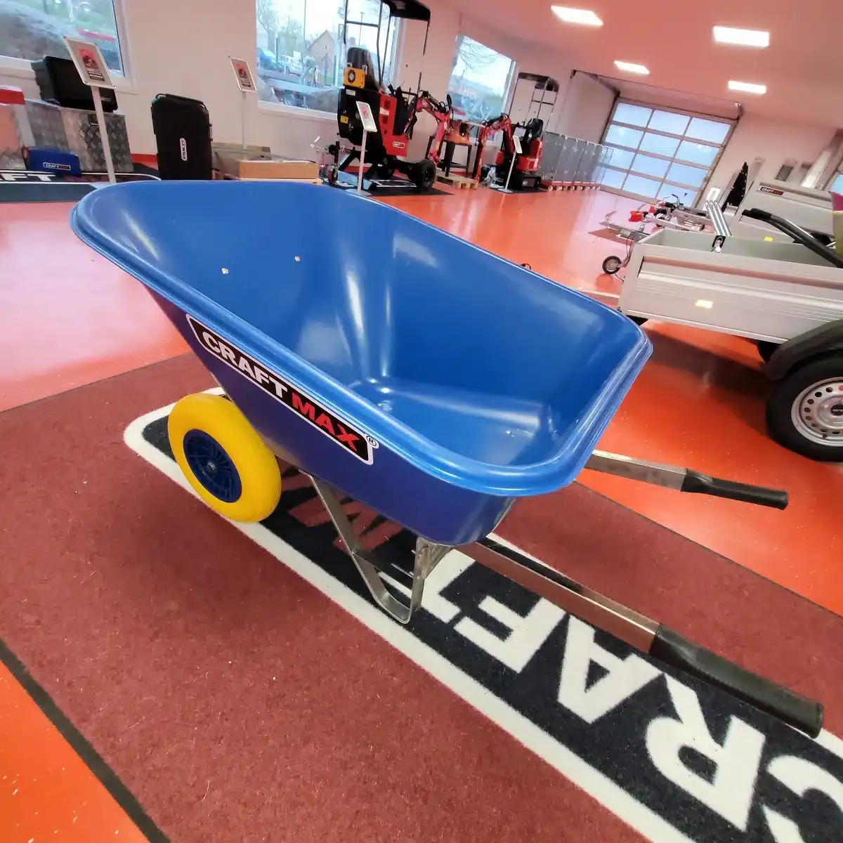 “big Twin” Doppelrad Profi Schubkarre mit PU Rädern, 200 L (blau/gelb) – Bild 4