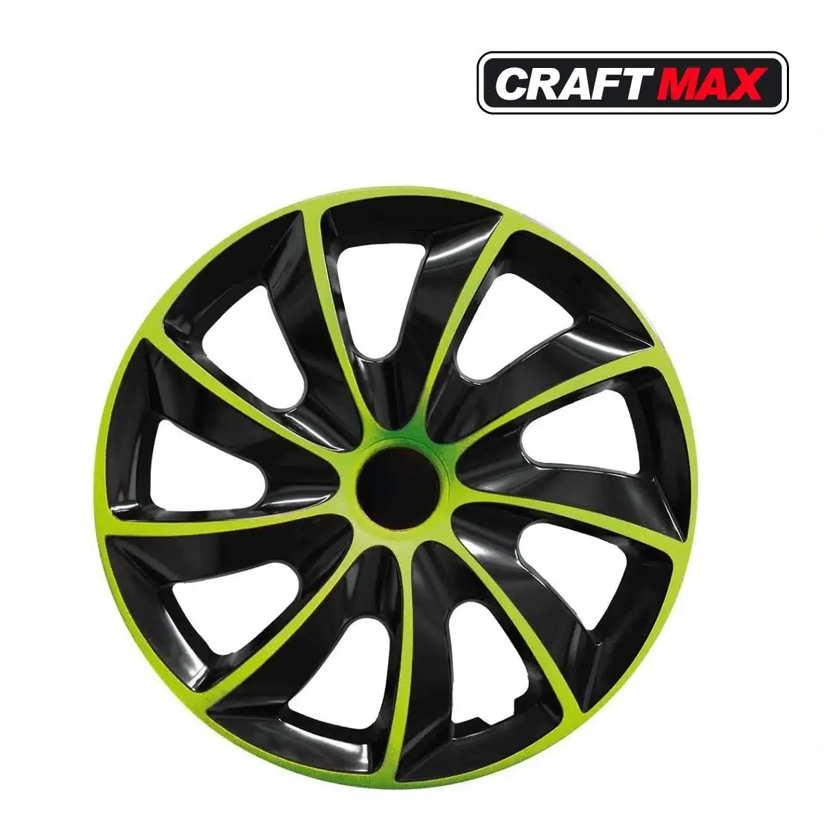 “hurrycan” 13 Zoll Radzierblende für PKW, Anhänger & Caravan (schwarz/neon-grün) – Bild 2