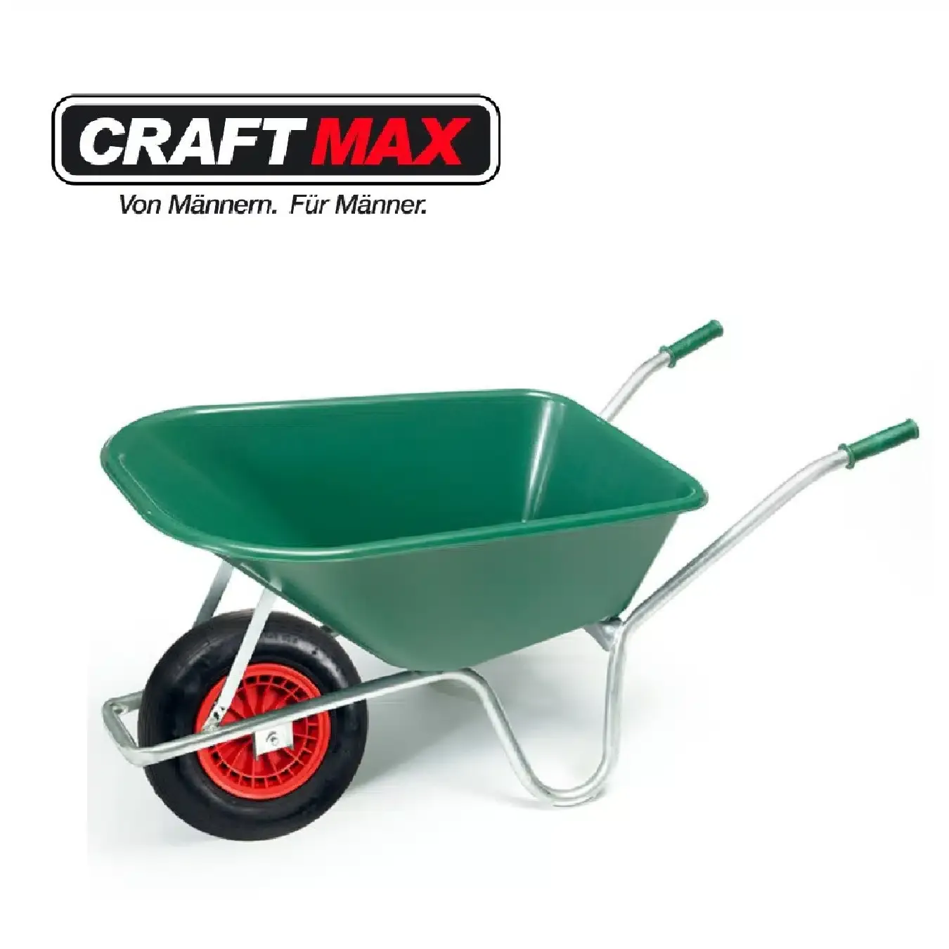 “green” Gartenschubkarre 100 L mit grüner PP-Mulde + pannenfreiem PU-Rad