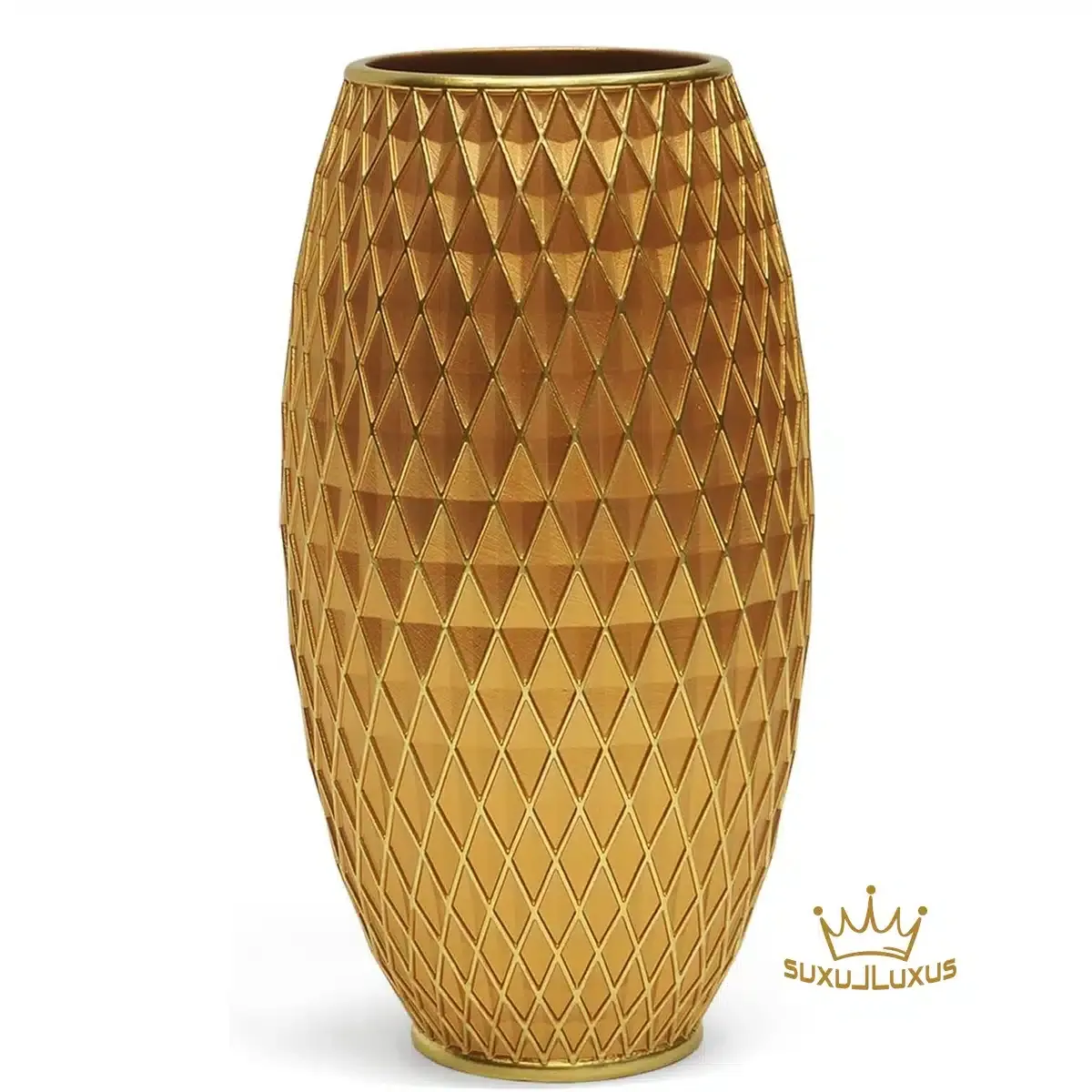 DiamontGold Blumenvase, Diamantmuster handgefertigt, handbemalt – Höhe: 28cm Durchmesser: 15cm