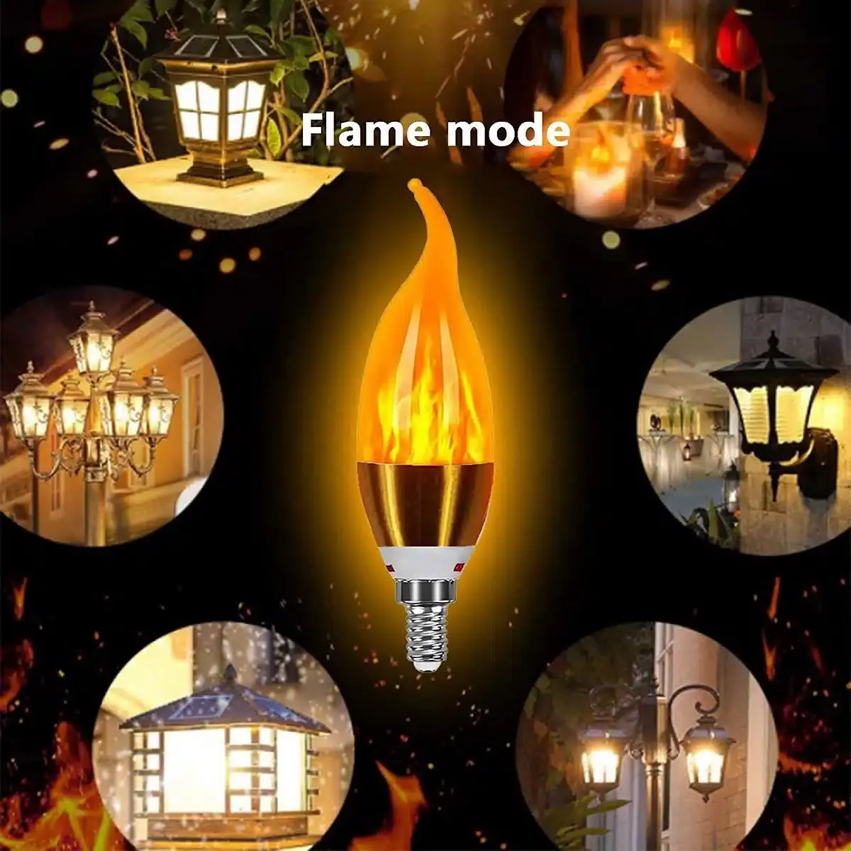 E27 LED Leuchtmittel mit 3 Flammen Simulationen – 2W, 270LM Vintage Edison Glühfaden Retro Feuer Optik – Bild 4