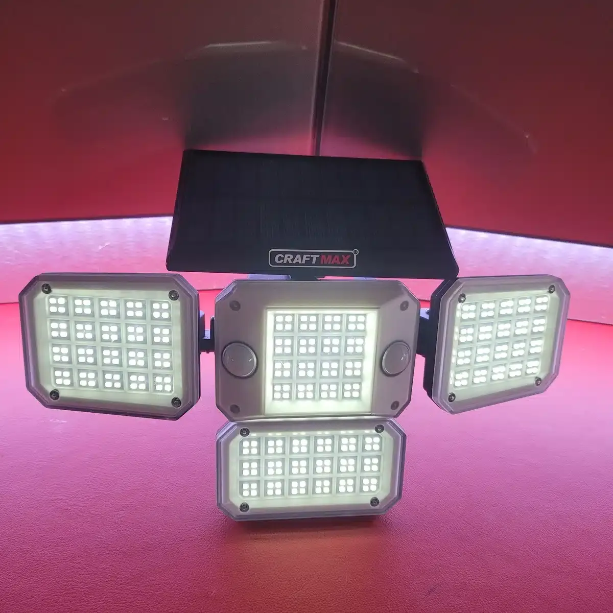 Solarlampe mit 4 schwenkbaren LED-Köpfen, Bewegungsmelder, Fernbedienung, für Haus, Hof, Garten, Garage, wasserdicht – Bild 2