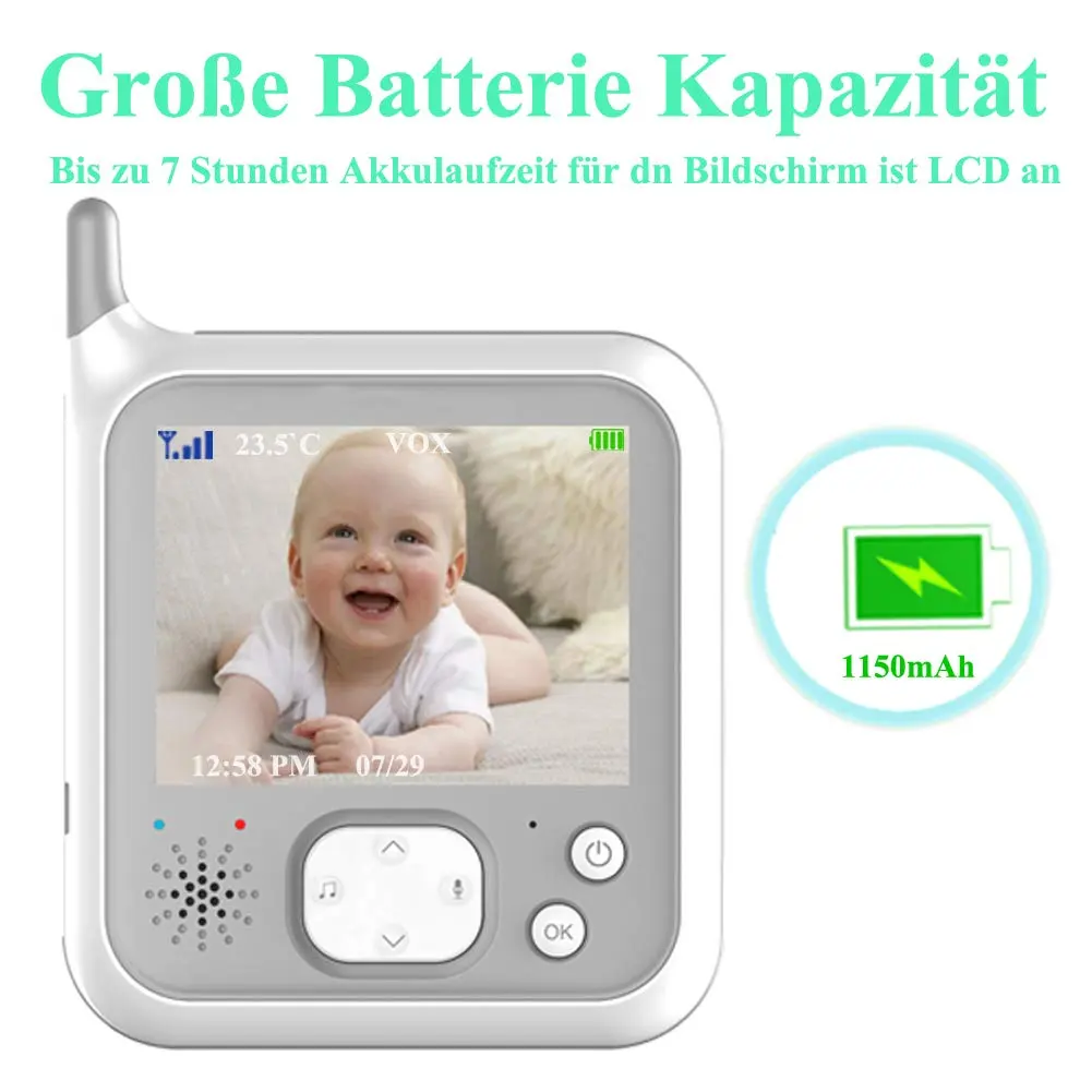 Babyphone mit Kamera Video Baby Monitor 3.2 Zoll Babyfon – Bild 2
